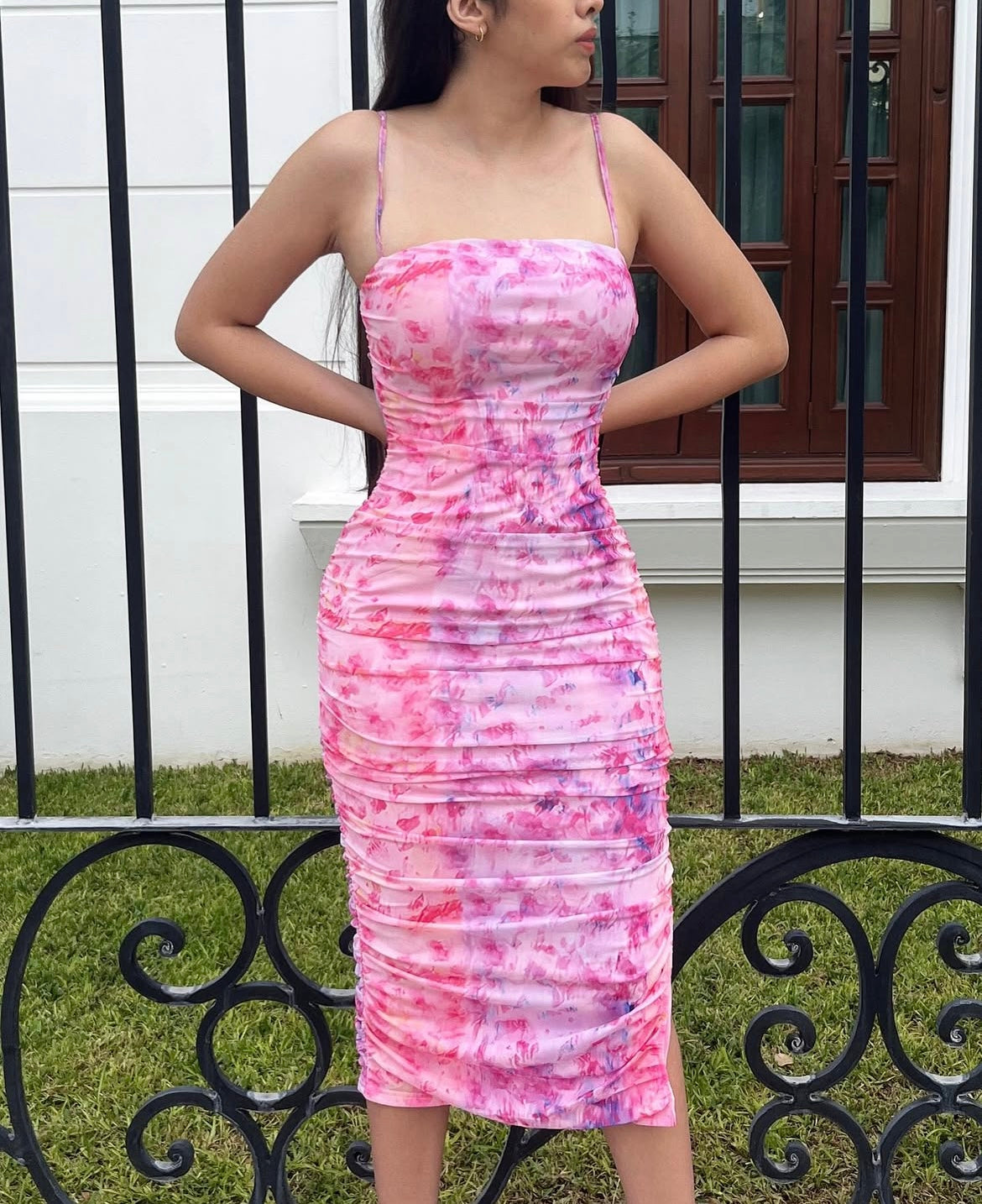 Floral Pink Mesh Dress