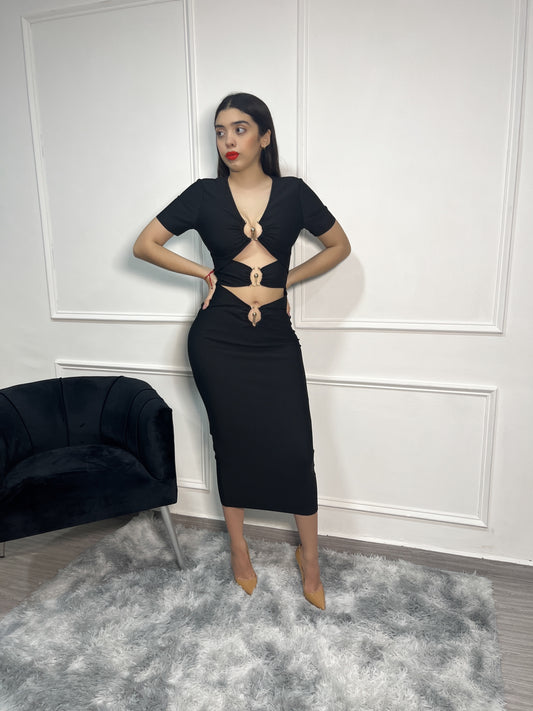 Black Midi Bandage Dress