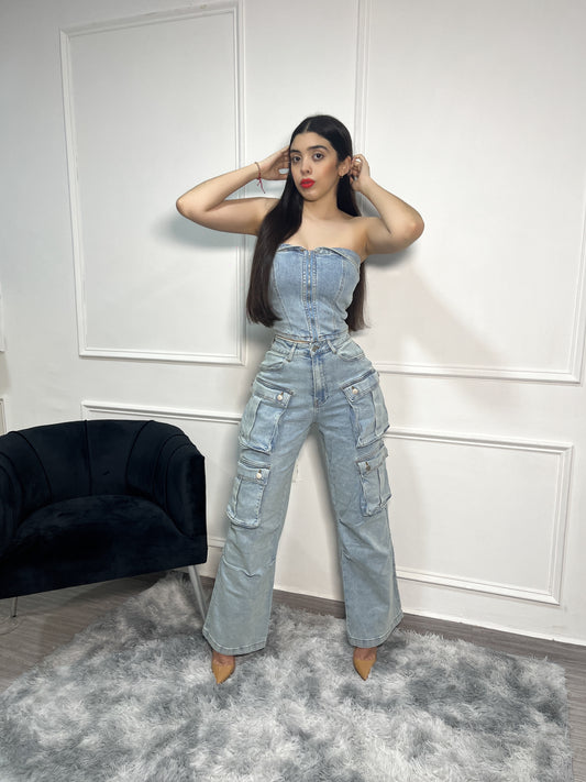 Set Cargo Light Denim