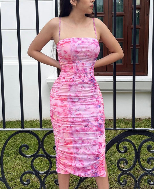 Floral Pink Mesh Dress